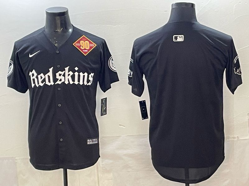 Men 2025 Nike Washington Redskins Blank Black 5th generation Joint Name Limited NFL Jersey 01